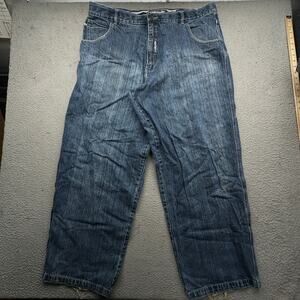 Vintage Pelle Pelle Striped Baggy Jeans Mens 44x34 Blue Pockets